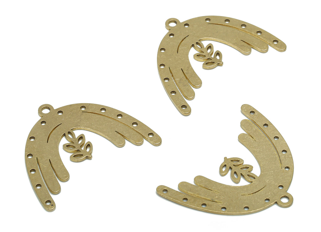 Brass Rainbow Leaf Earring Charms - Raw Brass Rainbow Leaf Pendant - Jewelry Making Supplies - 34.14x26.42x0.83mm - PPA1277 - DOMEDBAZAAR