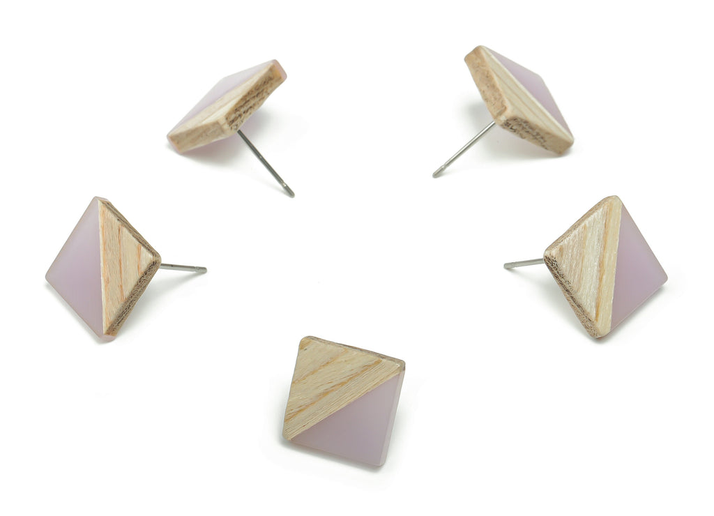 Plain Wood Square Earring Stud - Resin Square Post - 316 Surgical Stainless Steel Stud - Jewelry Supplies - 12.81x12.74x2.96mm - BB1134B - DOMEDBAZAAR