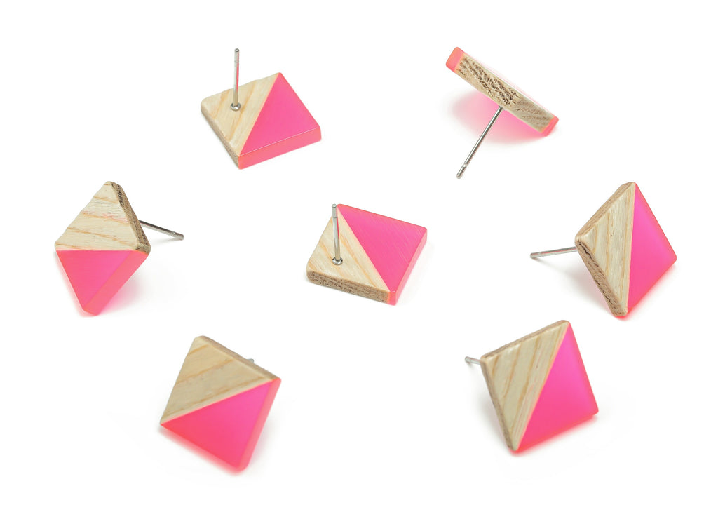 Plain Wood Square Earring Stud - Resin Square Post - 316 Surgical Stainless Steel Stud - Jewelry Supplies - 12.81x12.74x2.96mm - BB1134E - DOMEDBAZAAR