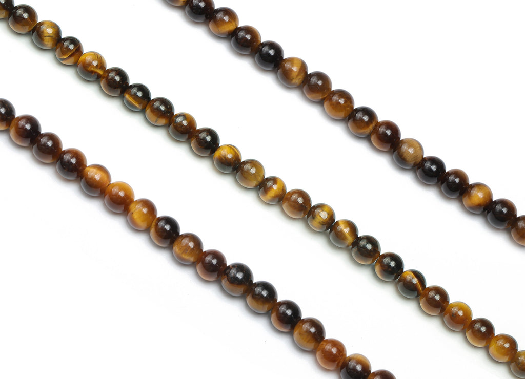 Tigers Eye Yellow Round Beads 4mm - 15.5 inch - Round Gemstone Beads - Natural Stone Beads - 4x4mm - NS1524 - DOMEDBAZAAR