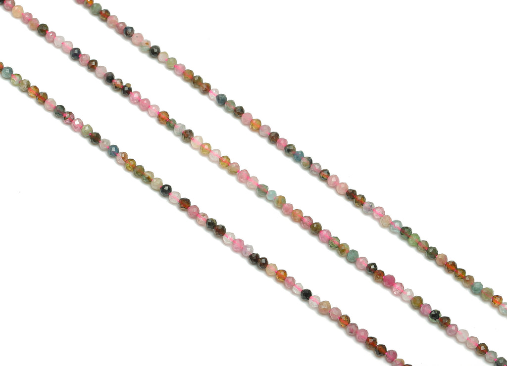 Tourmaline Round Beads 2mm - 15.5 inch - Faceted Round Gemstone Beads - Natural Stone Beads - 2x2m - NS1512 - DOMEDBAZAAR