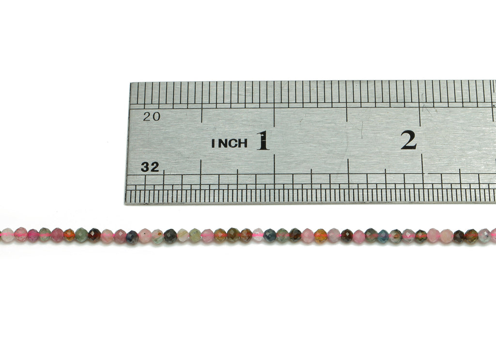 Tourmaline Round Beads 2mm - 15.5 inch - Faceted Round Gemstone Beads - Natural Stone Beads - 2x2m - NS1512 - DOMEDBAZAAR
