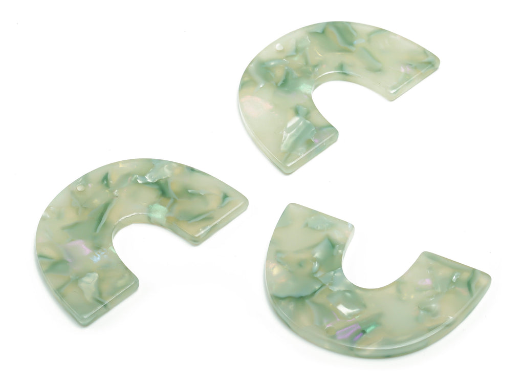 Acetate Semicircle Earring Charms - Acetate U Pendant Findings - Jewelry Supplies - Color Code: A784 - 39.73x25.96x2.51mm - AC2018-A784 - DOMEDBAZAAR