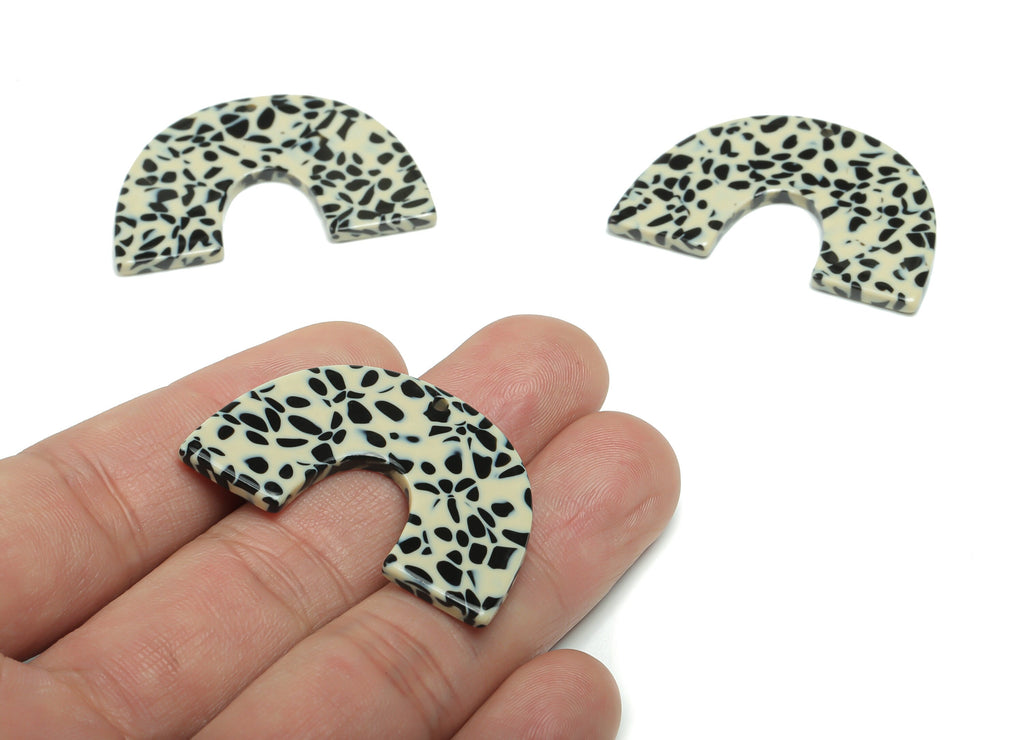 Acetate Semicircle Earring Charms - Acetate U Pendant Findings - Jewelry Supplies - Color Code: A785 - 39.72x25.96x2.4mm - AC2018-A785 - DOMEDBAZAAR