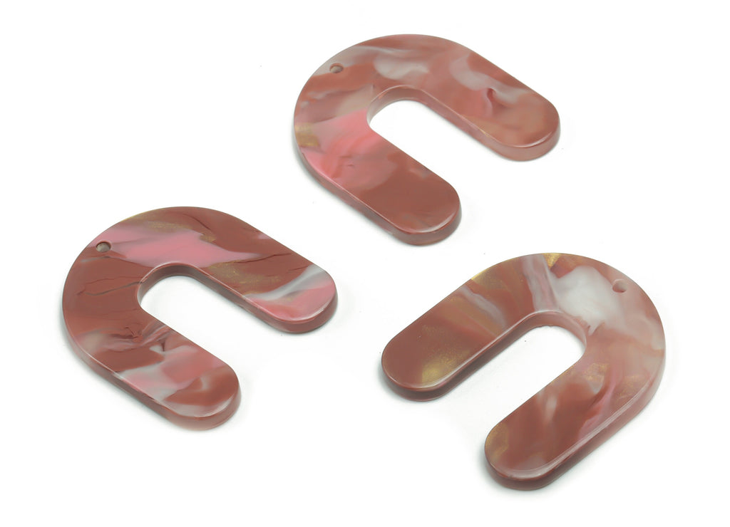 Acrylic U Earring Charms - Acrylic U Pendant - Jewelry Making Supplies - Color Code: A777 - 30.63x27.56x2.55mm - AC2377-A777 - DOMEDBAZAAR