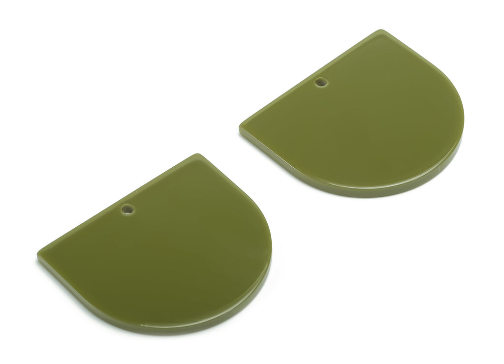 Acrylic Domed Earring Charms - Green Acrylic D Pendant - Jewelry Making Supplies - Color Code: A698 - 33.72x29.39x2.43mm - AC1094-A698 - DOMEDBAZAAR