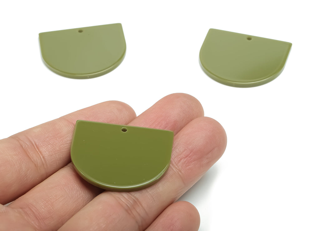 Acrylic Domed Earring Charms - Green Acrylic D Pendant - Jewelry Making Supplies - Color Code: A698 - 33.72x29.39x2.43mm - AC1094-A698 - DOMEDBAZAAR