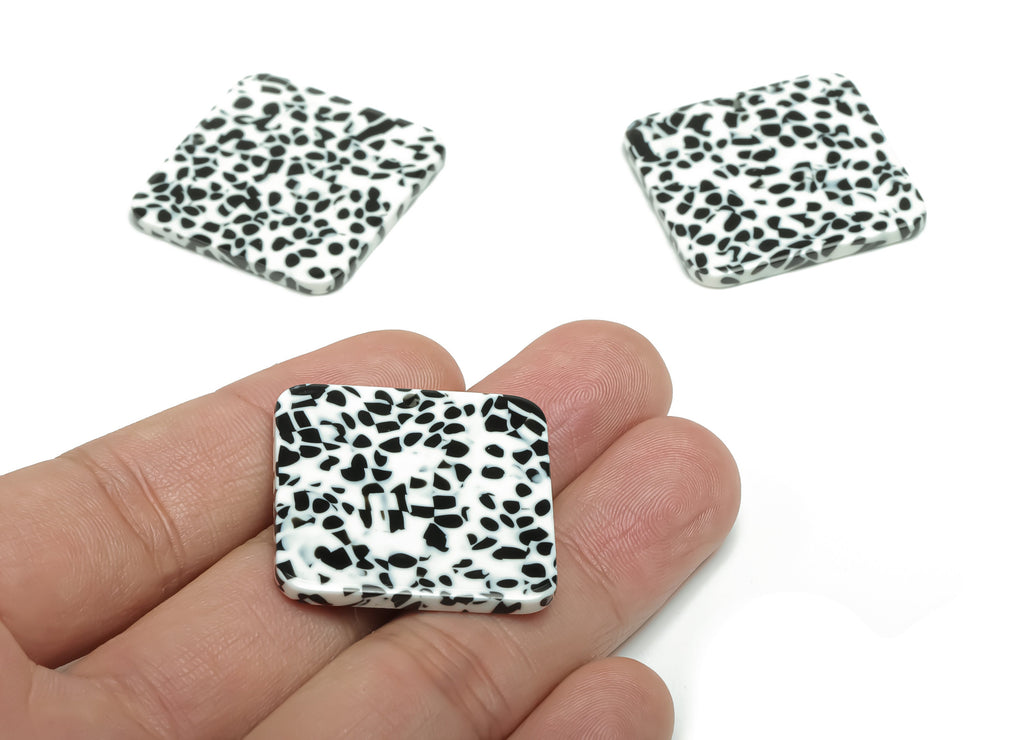 Acetate Square Earring Charms - Acetate Square Dalmatian Pendant - Jewelry Making Supplies - Color Code: A774 - 29.8x29.8x2.4mm -AC2378-A774 - DOMEDBAZAAR