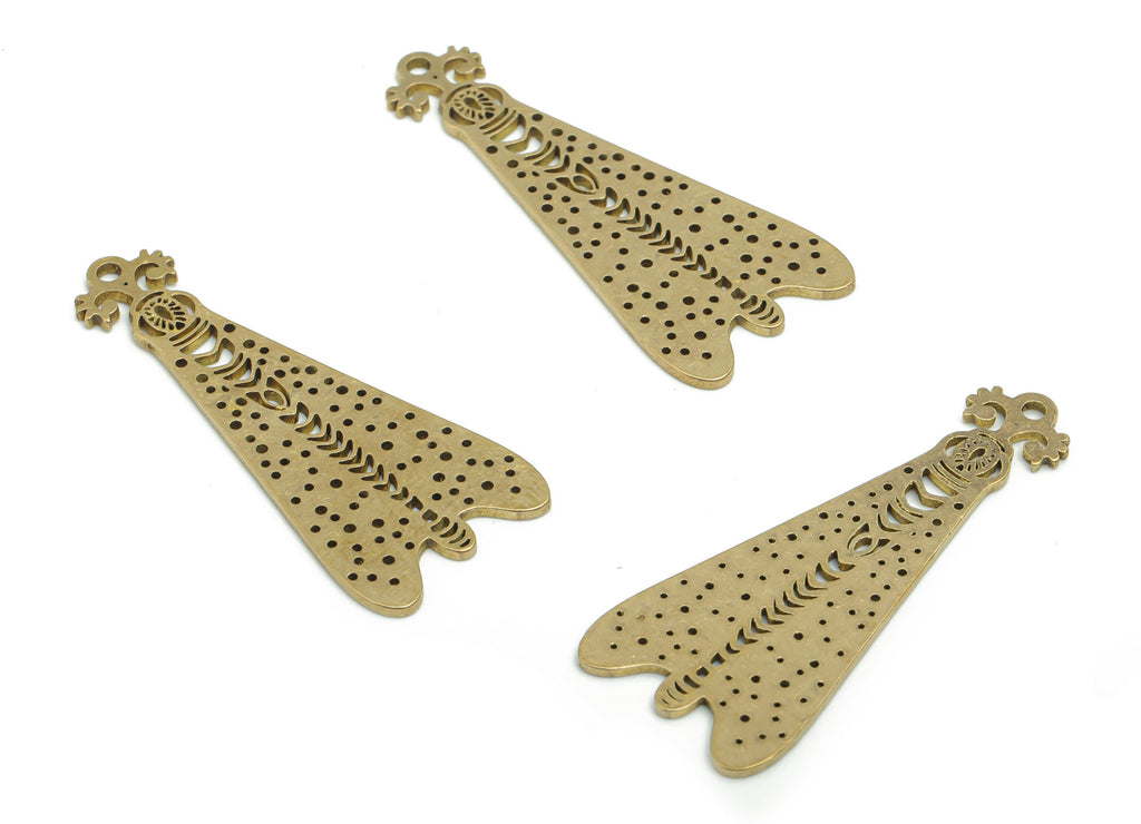 Brass Bubble Moth Earring Charms - Raw Brass Bubble Moth Pendant - DIY Jewelry Making Supplies - 36.22x15.21x0.84mm - PPA1564 - DOMEDBAZAAR