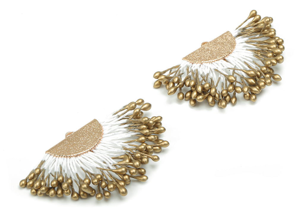 Tassel Semi Circle Earring Charms - Brass Half Moon Earring Charms - Fringe Tassel - JewelrySupplies - 69.18x40.31x3.24mm - TS1122 - DOMEDBAZAAR