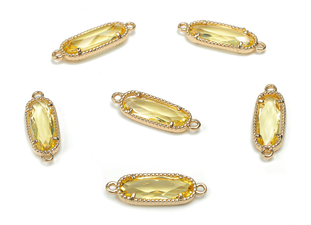 Glass Oval Earring Connector - Brass Oval Frame Charms and Pendant - Gold Tone Plated Brass - Jewelry Supplies - 20.86x6.98x3.48mm - GS1072B - DOMEDBAZAAR