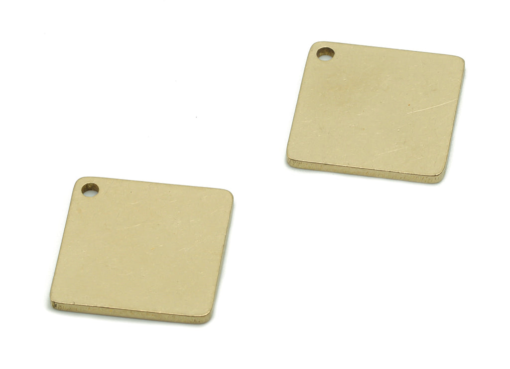 Personalized Stamping Blank - Brass Square Earring Charms - Raw Brass Square Pendant - Jewelry Making Supplies - 12.98x12.98x0.94mm - PP4936 - DOMEDBAZAAR