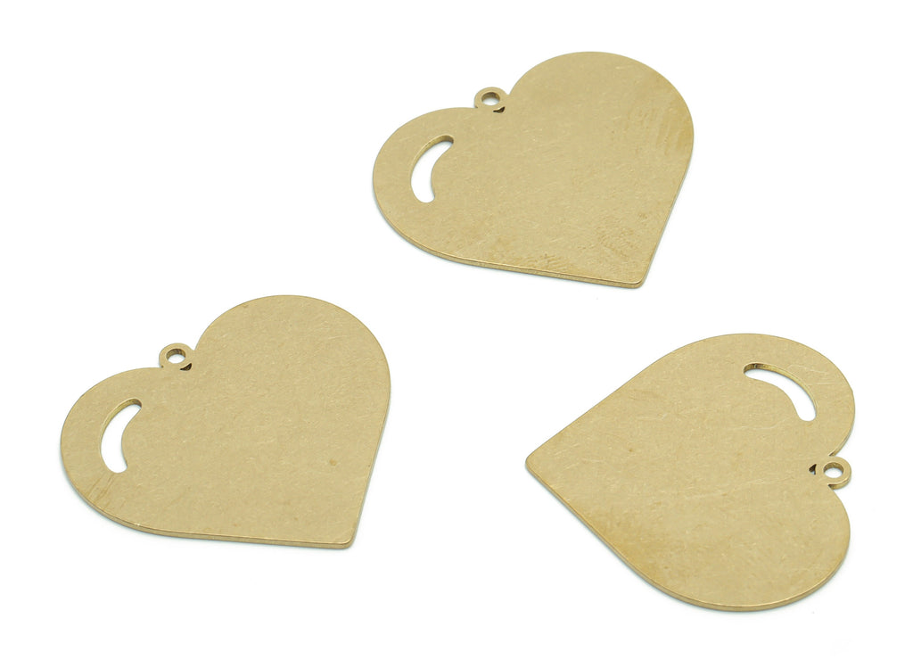 Personalized stamping blank - Brass Heart Earring Charms - Raw Brass Heart Pendant - Jewelry Making Supplies - 29.81x27.36x0.66mm - PPA0530 - DOMEDBAZAAR