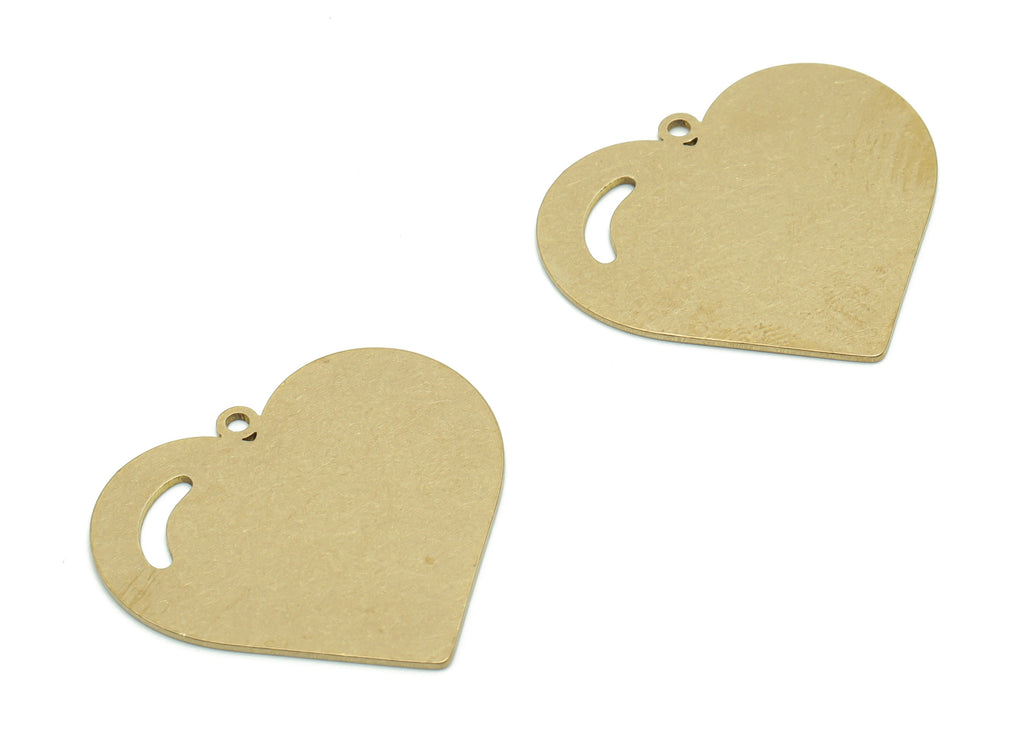 Personalized stamping blank - Brass Heart Earring Charms - Raw Brass Heart Pendant - Jewelry Making Supplies - 29.81x27.36x0.66mm - PPA0530 - DOMEDBAZAAR