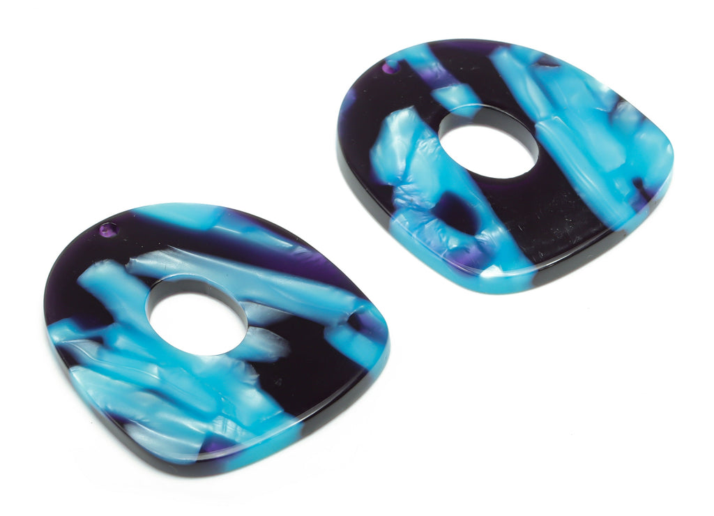 Acetate Geometry Earring Charms - Acetate Oval Pendant - Jewelry Making Supplies - Color Code: A800 - 34.71x29.79x2.8mm - AC2394-A800 - DOMEDBAZAAR