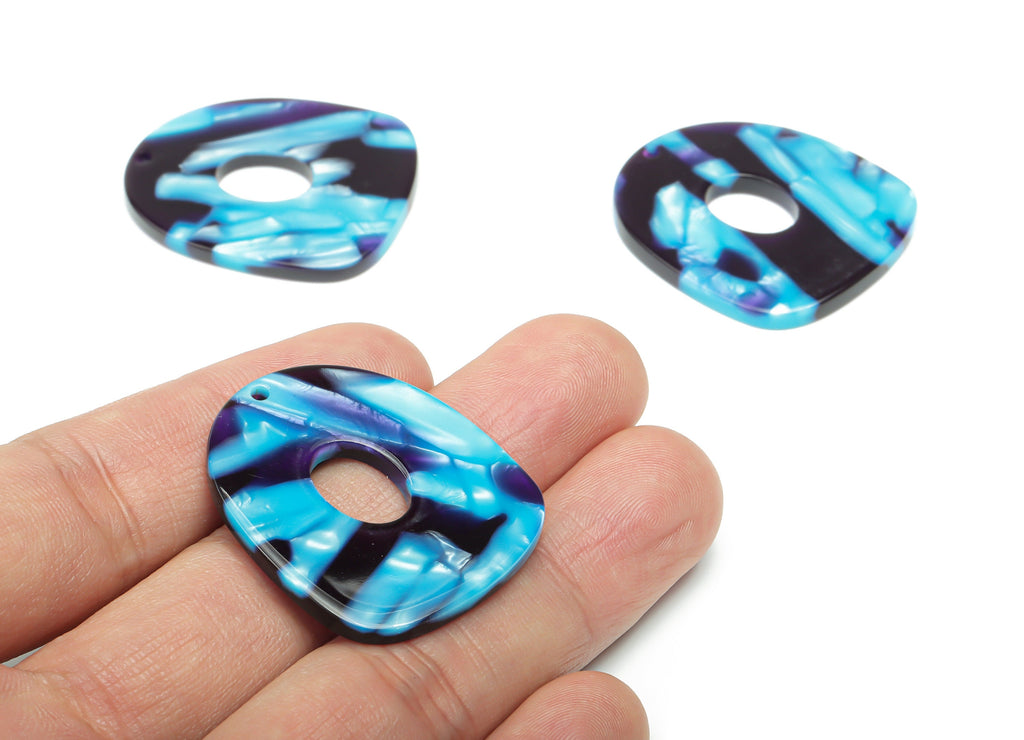 Acetate Geometry Earring Charms - Acetate Oval Pendant - Jewelry Making Supplies - Color Code: A800 - 34.71x29.79x2.8mm - AC2394-A800 - DOMEDBAZAAR