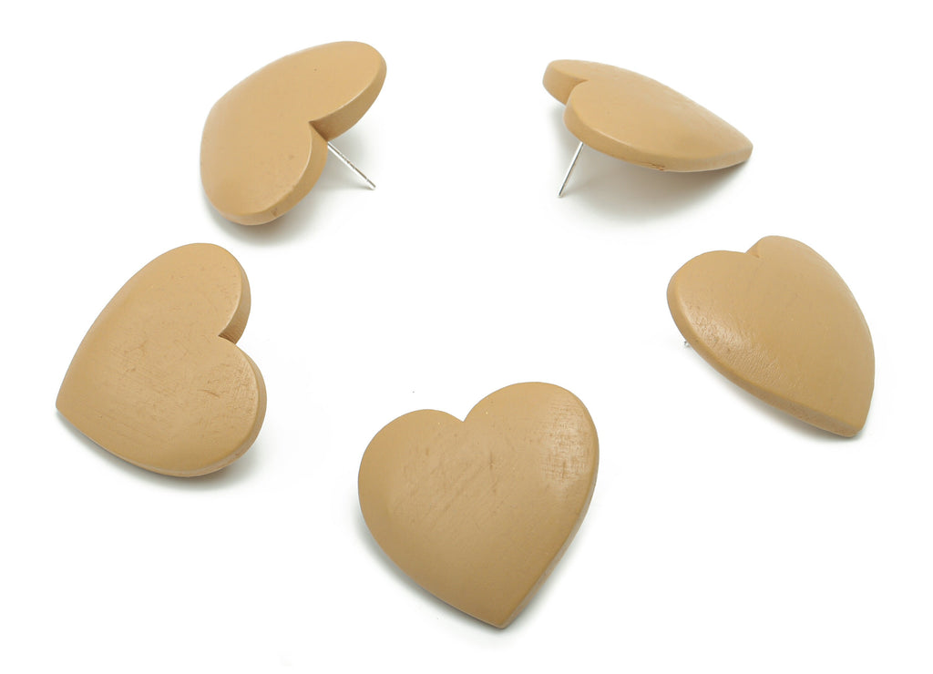 Guger Tree Wood Heart Earring Stud - Guger Tree Wood Heart Post - Silver Plated Brass Stud - Jewelry Supplies - 29.1x26.8x5.19mm - BB1152A - DOMEDBAZAAR