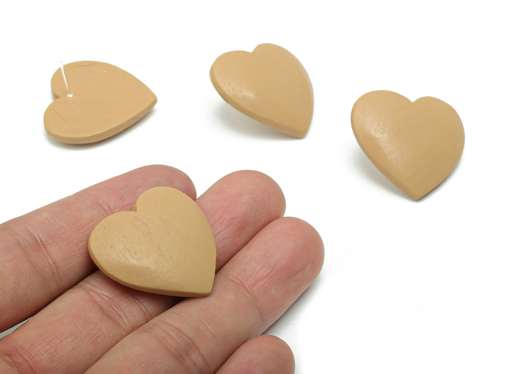 Guger Tree Wood Heart Earring Stud - Guger Tree Wood Heart Post - Silver Plated Brass Stud - Jewelry Supplies - 29.1x26.8x5.19mm - BB1152A - DOMEDBAZAAR