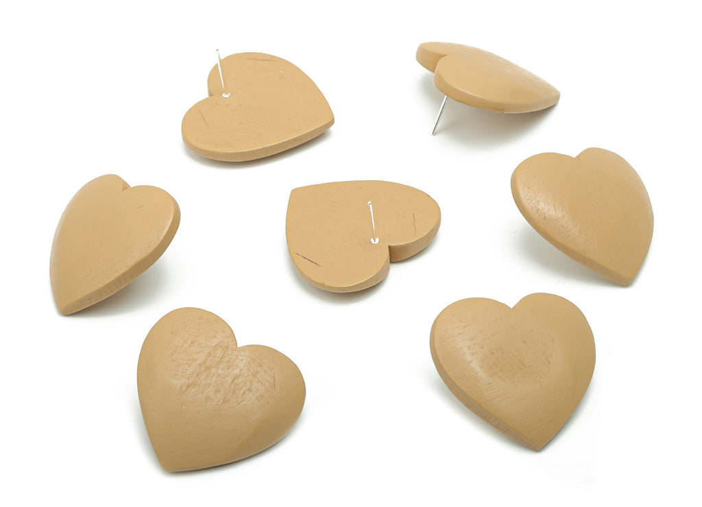Guger Tree Wood Heart Earring Stud - Guger Tree Wood Heart Post - Silver Plated Brass Stud - Jewelry Supplies - 29.1x26.8x5.19mm - BB1152A - DOMEDBAZAAR