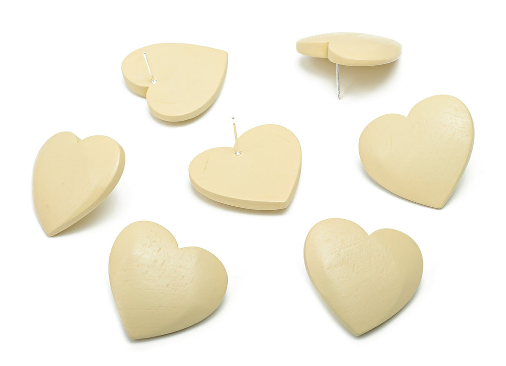 Guger Tree Wood Heart Earring Stud - Guger Tree Wood Heart Post - Silver Plated Brass Stud - Jewelry Supplies - 29.1x26.8x5.19mm - BB1152C - DOMEDBAZAAR