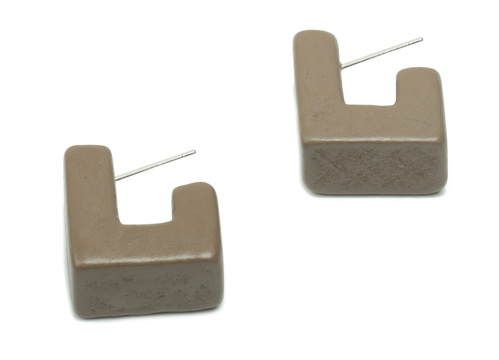 Guger Tree Wood J Earring Stud - Guger Tree Wood Geometry Post - Silver Plated Brass Stud - Jewelry Supplies - 18.99x16.59x10.39mm - BB1151B - DOMEDBAZAAR
