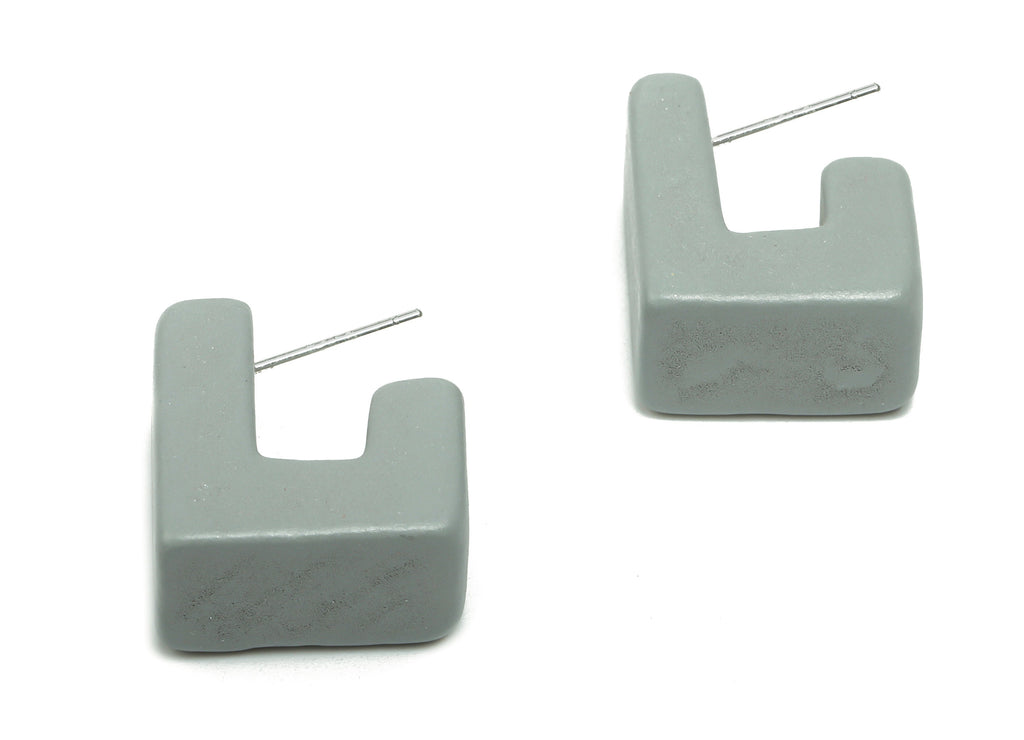 Guger Tree Wood J Earring Stud - Guger Tree Wood Geometry Post - Silver Plated Brass Stud - Jewelry Supplies - 18.99x16.59x10.39mm - BB1151C - DOMEDBAZAAR
