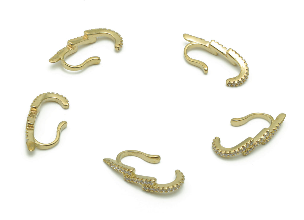 Brass Lightning Earcuff With Zircons - Raw Brass Earring Earcuff  - Earrings Finding - Jewellery Supplies - 19.94x8.39x2.02mm - PP4947 - DOMEDBAZAAR