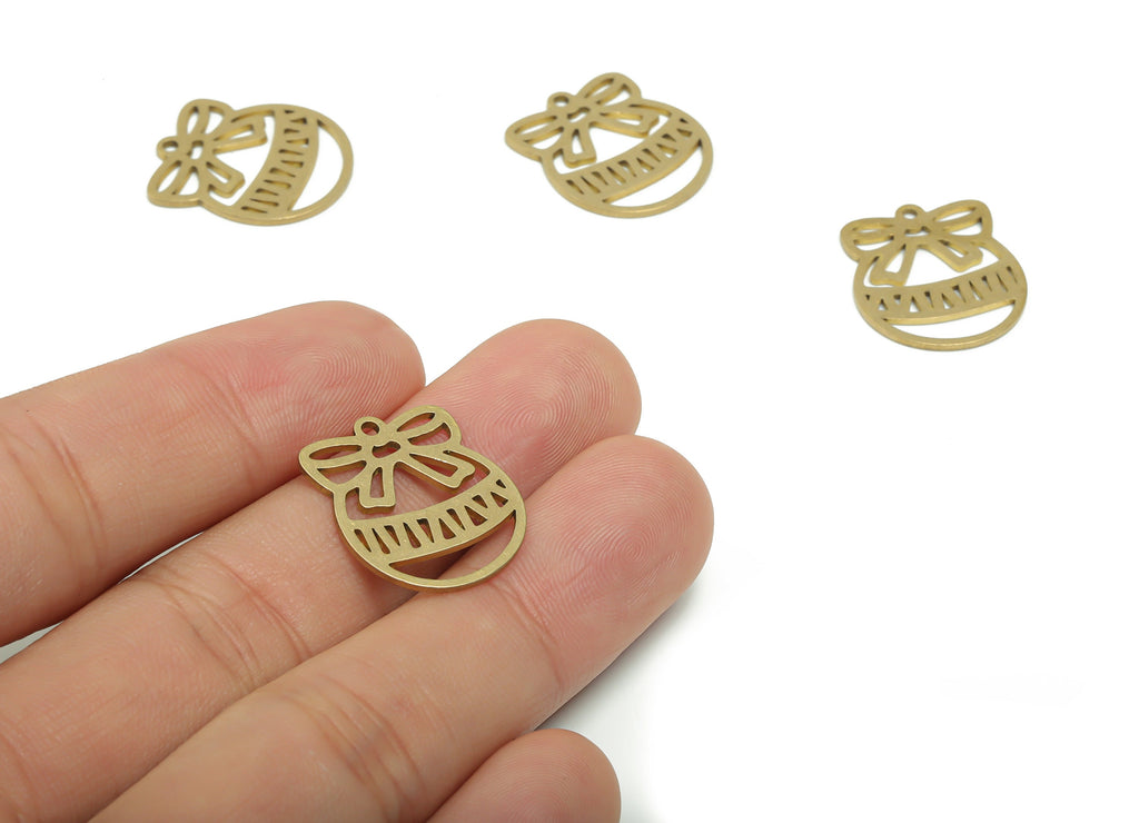 Brass Bowknot Round Wave Earring Charms - Raw Brass Ribbon Circle Wave Pendant - DIY Jewelry Making Supplies - 20.57x17.53x0.87mm - PPZ0100 - DOMEDBAZAAR