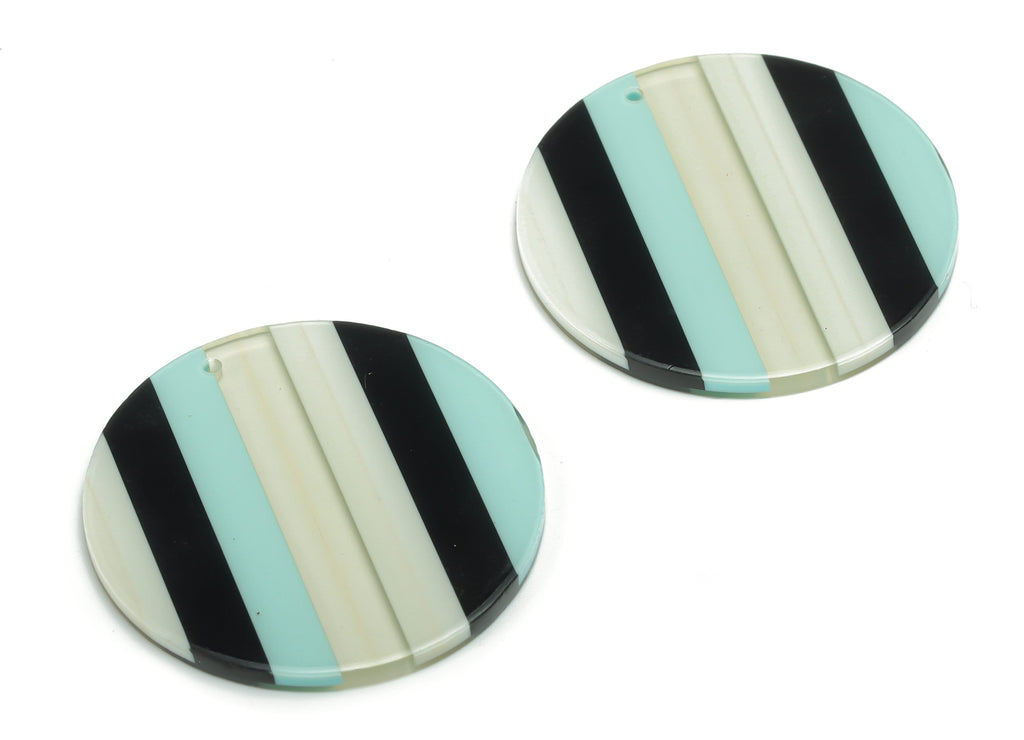 PVC Round Earring Charms - PVC Circle Pendant - Jewelry Making Supplies - Color Code: A812 - 35.09x35.04x2.32mm - AC2416-A812 - DOMEDBAZAAR