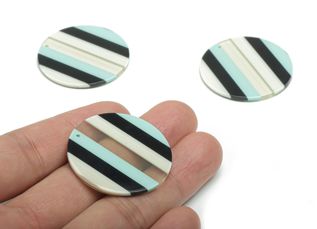 PVC Round Earring Charms - PVC Circle Pendant - Jewelry Making Supplies - Color Code: A812 - 35.09x35.04x2.32mm - AC2416-A812 - DOMEDBAZAAR