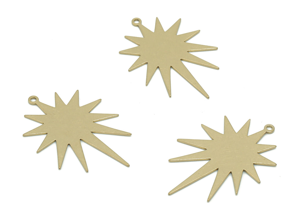 Personalized Stamping Blank - Brass Sun Star Earring Charms - Raw Brass Sun Pendant - Jewelry Making Supplies - 29.88x20.57x0.54mm - PP4970 - DOMEDBAZAAR