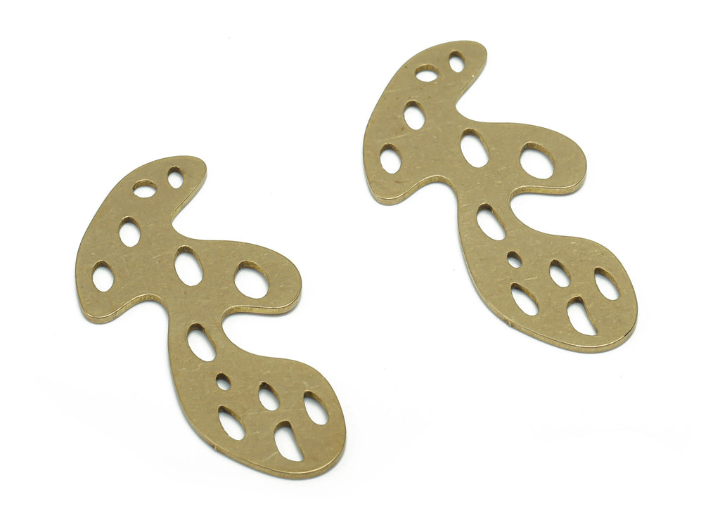 Brass Bubble Irregular Earring Connectors - Raw Brass Bubble Irregular Pendant - DIY Jewelry Making Supplies - 34.6x16.36x0.73mm - PPZ0152 - DOMEDBAZAAR