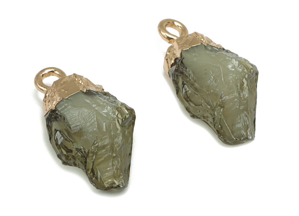 Resin Irregular Earring Charms - Brass Irregular Pendant - Gold Tone Plated Brass – Jewelry Making Supplies - 20.61x11.24x6.13mm - RC1202B - DOMEDBAZAAR