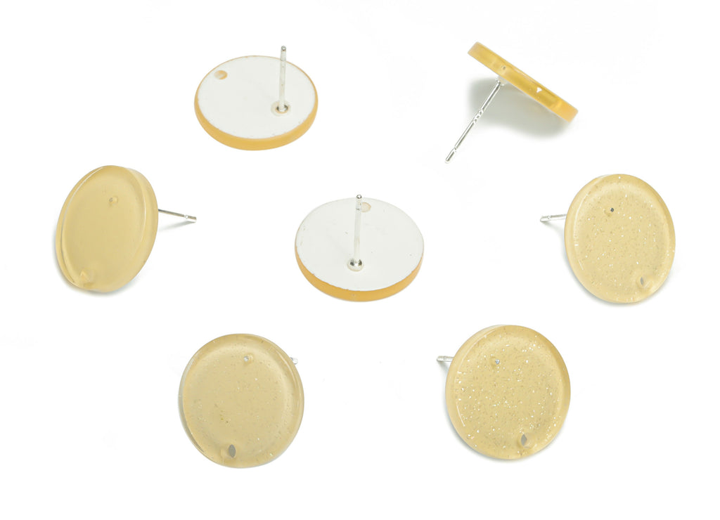 Acrylic Round Earring Stud – Acrylic Circle Earring Post - Silver Plated Cupronickel Stud - Jewelry Supplies - 15.46x15.46x2.31mm - AC2426H - DOMEDBAZAAR
