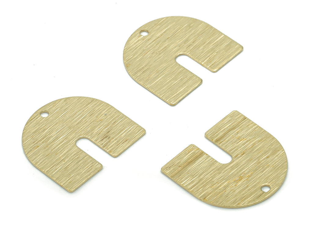 Brass Textured U Earring Charms - Raw Brass U Pendant - Jewelry Making Supplies - 16.98x15.99x0.45mm - PP4998 - DOMEDBAZAAR