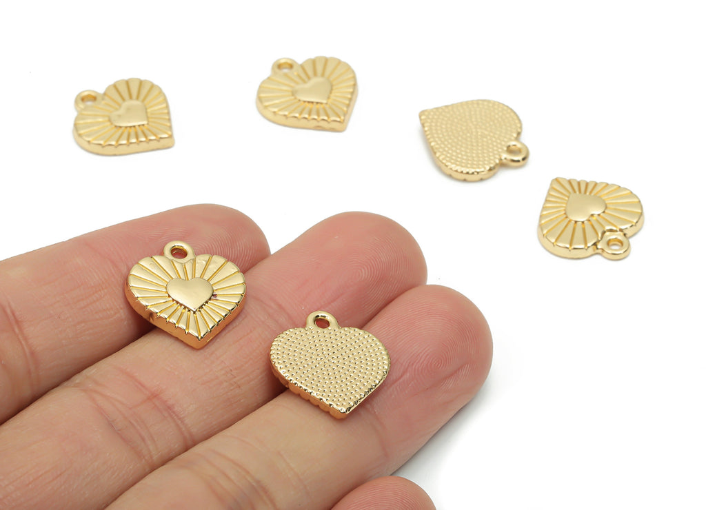 Zinc Alloy Heart Earring Charms - Alloy Heart Pendant - Gold Tone Plated Alloy - Jewelry Making Supplies - 17.1x15.42x2.5mm - ZZ1988 - DOMEDBAZAAR