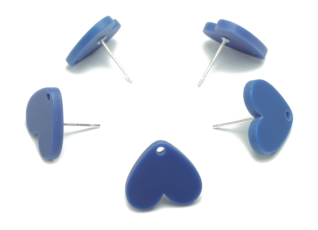 Acrylic Heart Earring Stud – Matte Acrylic Heart Post - Silver Plated Cupronickel Stud - Jewelry Supplies - 16.94x15.49x1.96mm - AC2421D - DOMEDBAZAAR