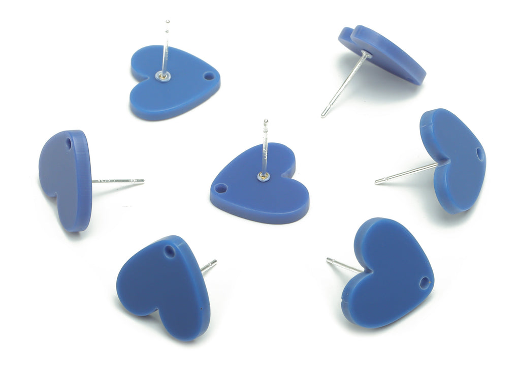 Acrylic Heart Earring Stud – Matte Acrylic Heart Post - Silver Plated Cupronickel Stud - Jewelry Supplies - 16.94x15.49x1.96mm - AC2421D - DOMEDBAZAAR