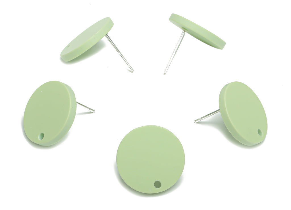 Acrylic Round Earring Stud – Matte Acrylic Circle Post - Silver Plated Cupronickel Stud - Jewelry Supplies - 15.53x15.53x2.33mm - AC2426D - DOMEDBAZAAR