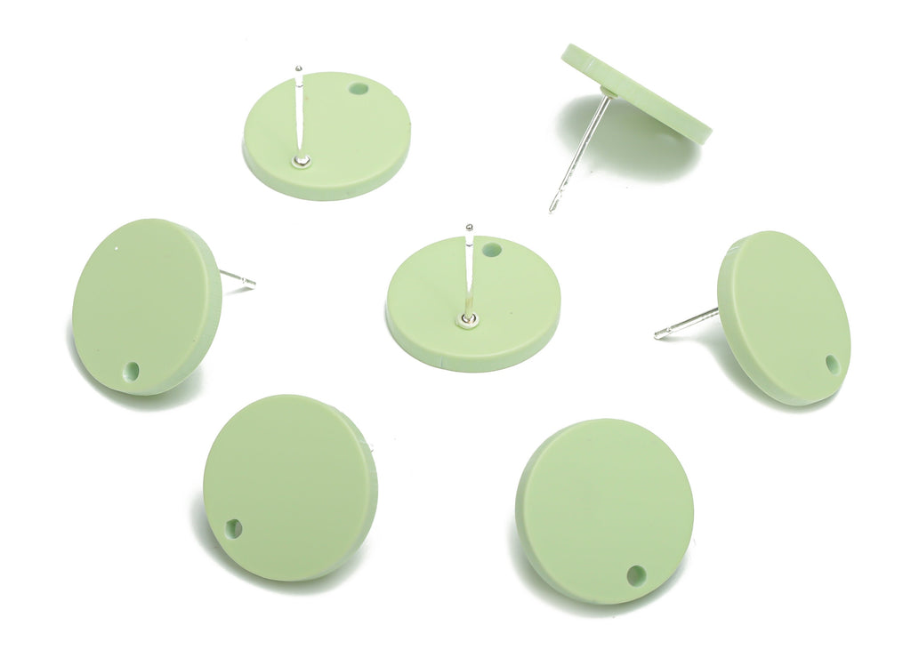 Acrylic Round Earring Stud – Matte Acrylic Circle Post - Silver Plated Cupronickel Stud - Jewelry Supplies - 15.53x15.53x2.33mm - AC2426D - DOMEDBAZAAR