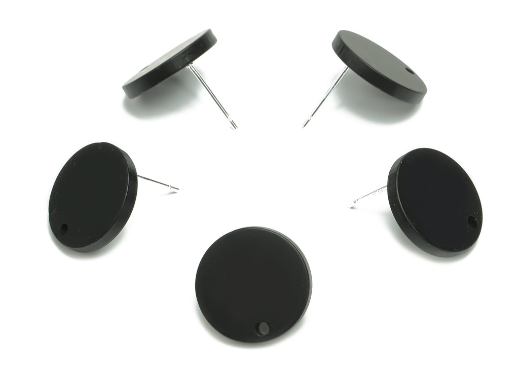 Acrylic Round Earring Stud – Matte Acrylic Circle Post - Silver Plated Cupronickel Stud - Jewelry Supplies - 15.53x15.53x2.33mm - AC2426B - DOMEDBAZAAR