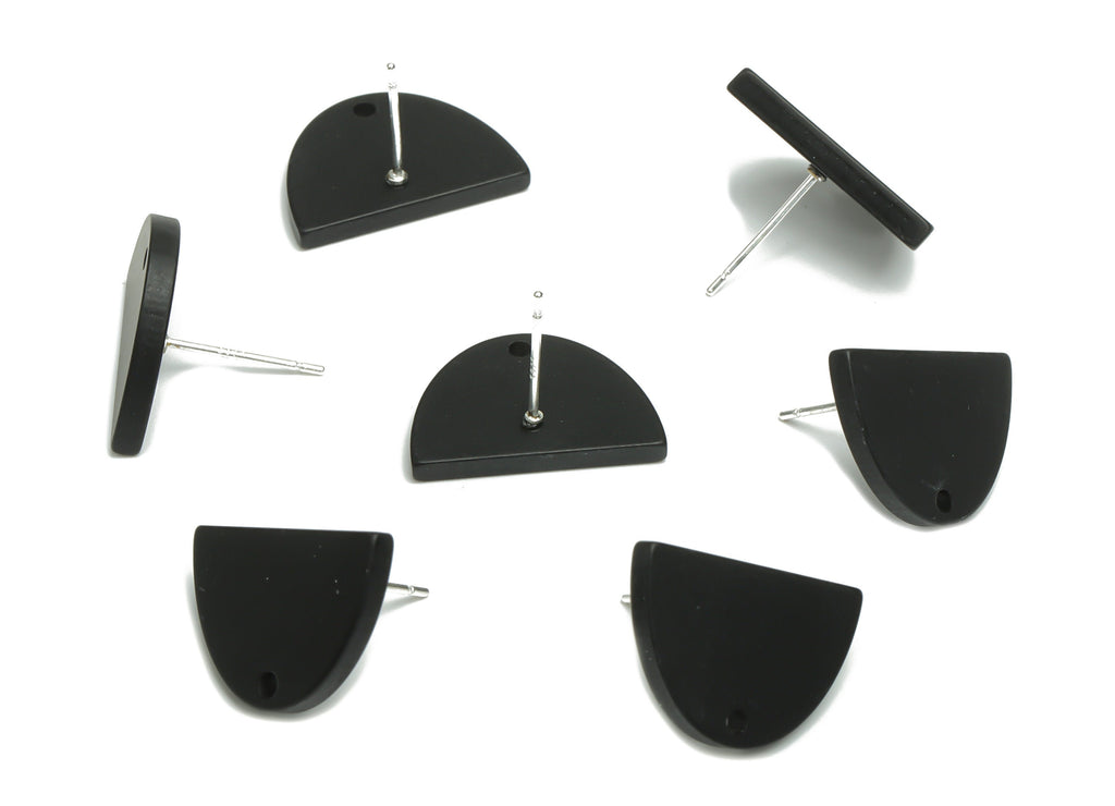 Acrylic Domed Earring Stud – Matte Acrylic D Earring Post - Silver Plated Cupronickel Stud - Jewelry Supplies - 16.61x16.51x2.12mm - AC2427D - DOMEDBAZAAR