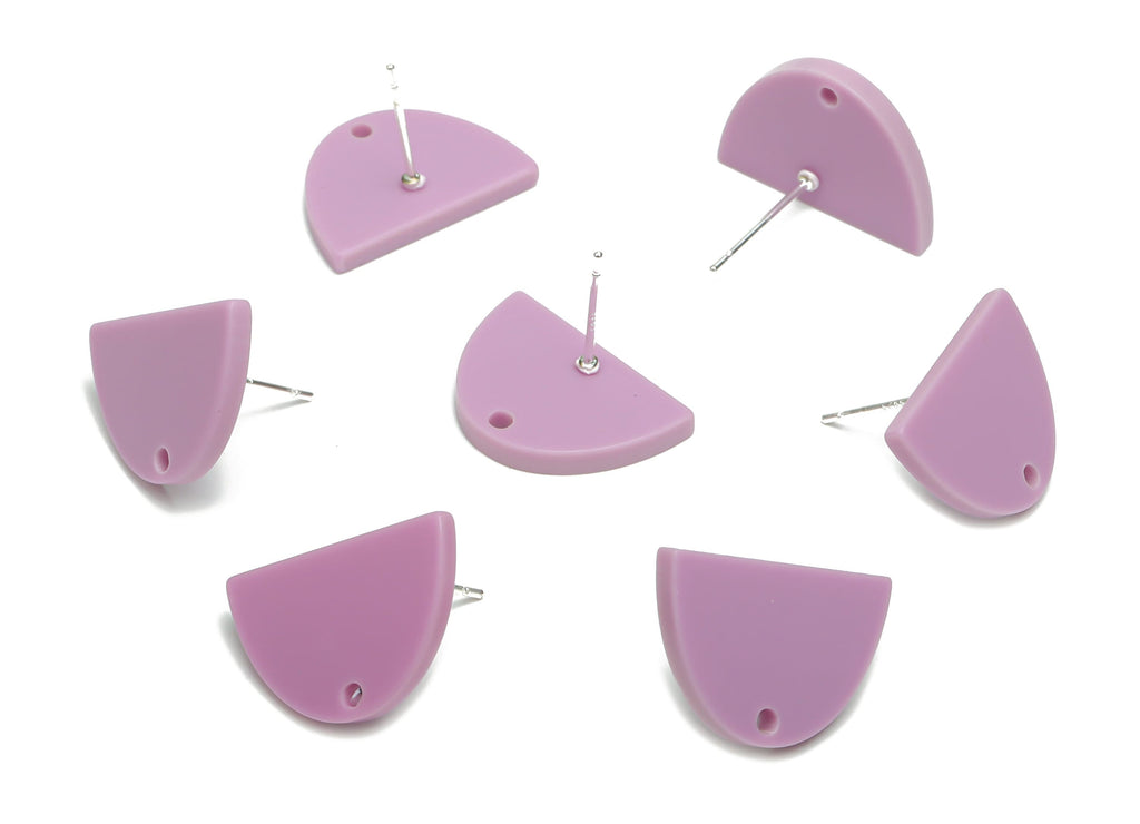 Acrylic Domed Earring Stud – Matte Acrylic D Earring Post - Silver Plated Cupronickel Stud - Jewelry Supplies - 16.61x16.51x2.12mm - AC2427B - DOMEDBAZAAR