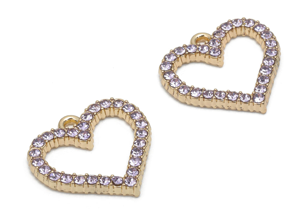 Zinc Alloy Heart Earring Charms - Glass Heart Pendant - Gold Tone Plated Alloy - Jewelry Making Supplies - 17.01x16.54x2.14mm - ZZ2014 - DOMEDBAZAAR
