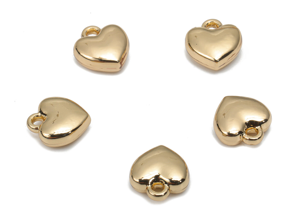 Zinc Alloy Heart Earring Charms - Alloy Heart Pendant - Gold Tone Plated Alloy - Jewelry Making Supplies - 8.42x9.26x3.71mm - ZZ1985 - DOMEDBAZAAR