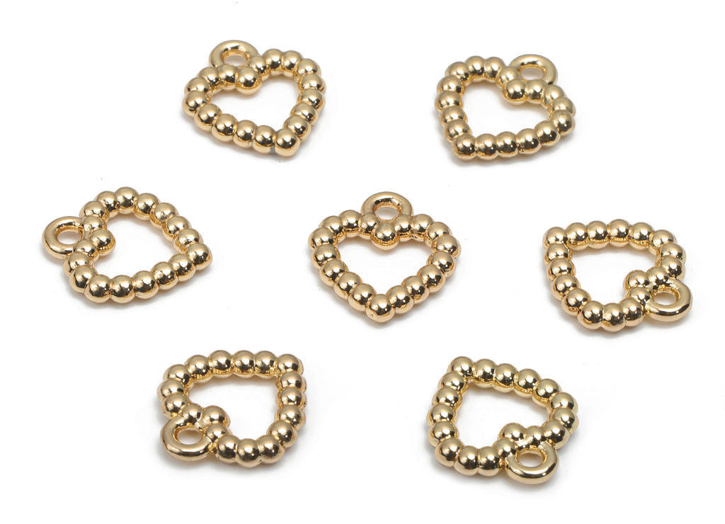 Zinc Alloy Beads Heart Earring Charms - Alloy Heart Pendant - Gold Tone Plated Alloy - Jewelry Making Supplies - 14.02x12.53x2.33mm - ZZ1996 - DOMEDBAZAAR