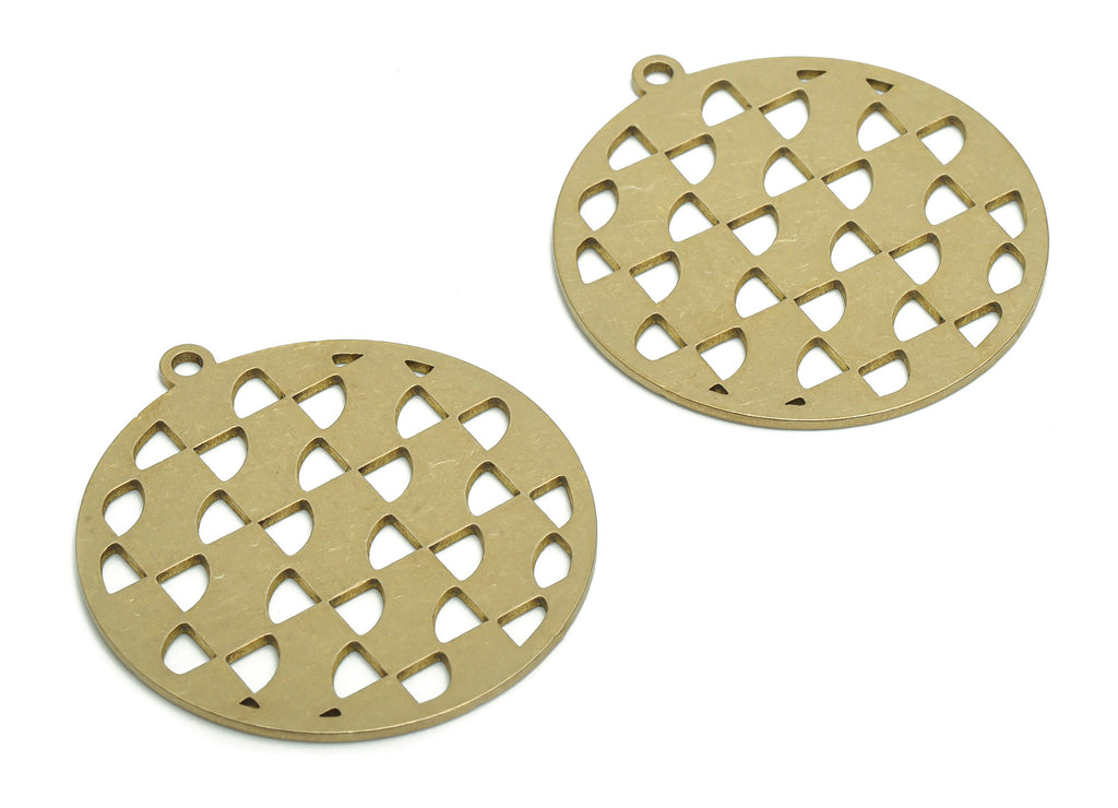 Brass Turta Round Triangles Earring Charms - Raw Brass Pie Triangles Circle Pendant - Jewelry Making Supplies - 35.78x32.92x0.91mm - PPA2252 - DOMEDBAZAAR