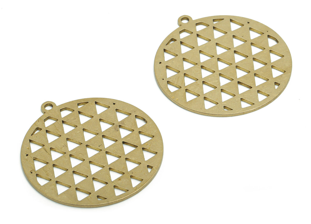 Brass Round Triangles Earring Charms - Raw Brass Triangles Circle Pendant - Jewelry Making Supplies - 35.83x32.96x0.87mm - PPA2325 - DOMEDBAZAAR