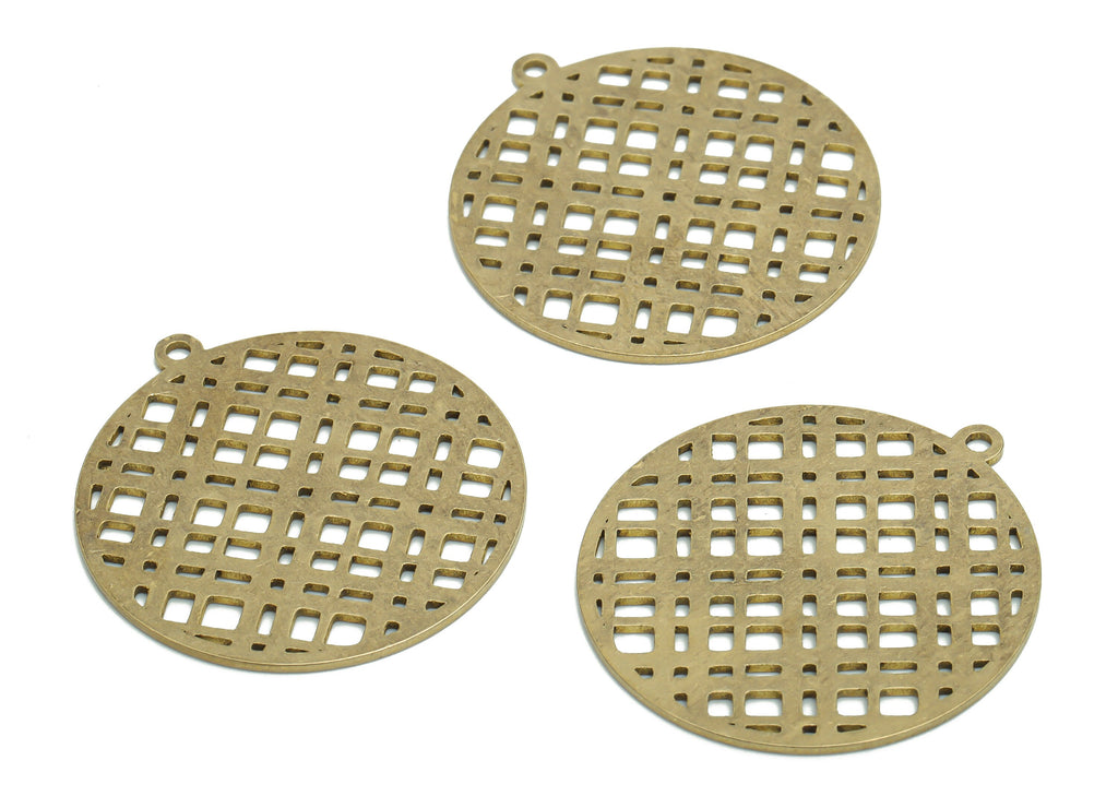 Brass Bubble Round Earring Charms - Raw Brass Bubble Circle Pendant - Jewelry Making Supplies - 35.77x33x0.88mm - PPA2261 - DOMEDBAZAAR