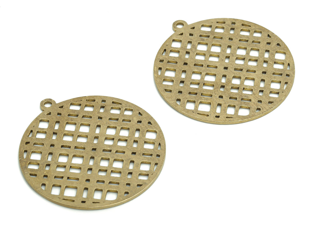 Brass Bubble Round Earring Charms - Raw Brass Bubble Circle Pendant - Jewelry Making Supplies - 35.77x33x0.88mm - PPA2261 - DOMEDBAZAAR